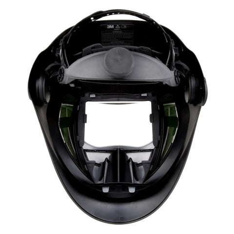 Front view of Speedglas 9100 Welding Helmet Replacement Part With Side Windows Headband And Silver Front Panel No ADF