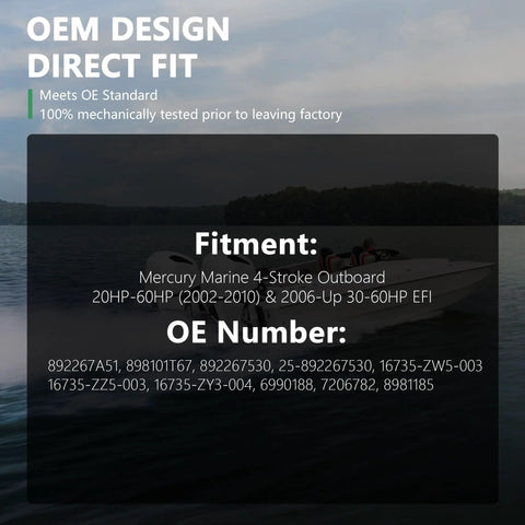 Product fitment details with OE numbers for Fuel Pump With Regulator And Tank Seal For Mercury Marine Mercruiser 2002 2010.