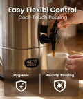 40-Cup Commercial Coffee Urn With Percolator, 6L Electric Coffee Pot being used to pour coffee into a mug, stainless steel design