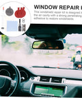 Interior of a car dashboard with the Car Windshield Repair Kit For Chips And Cracks Quick Fix Portable Auto Glass Tool visible.