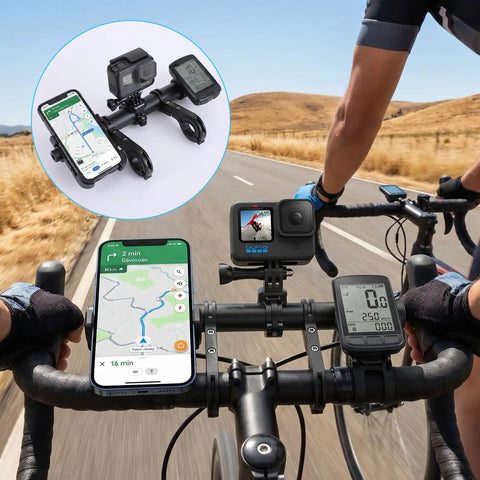 Bike Handlebar Extender Aluminum Alloy 7.87 Inch Mounting Bracket For Lights Phone And Speedometer on bike ride