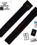 Longoni carom cue case with black fabric, featuring protective mesh and logo, suitable for cue storage and travel.
