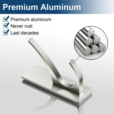 Heavy Duty Self Adhesive Towel Hooks Rock Solid No Drilling Brushed Nickel Mounts For Bathroom Shower Wall Loofah Holder Towel Rack And Coats Super Sticky Grip 4 Pack