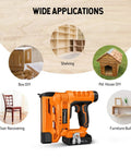 Cordless 18 Gauge Brad Nailer And Staple Gun Kit For Woodworking And DIY Projects with battery, nails, staples, LED light
