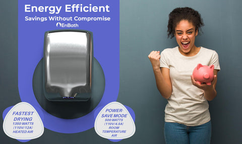 Two Pack Commercial Hand Dryer For Bathrooms Ultra Fast Drying In 9 To 11 Seconds High RPM Motor Stainless Steel Finish