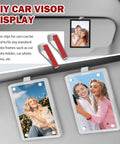 Stainless Steel Car Visor Photo Clip displaying photos on a car visor, showcasing versatile and easy DIY installation.