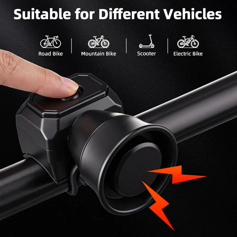 Ultra Loud 120 dB Bike Horn For Adult Riders With Easy Install Fits Mountain Bikes Electric Bikes And Scooters 3V Button Battery Powered No Yelling Needed For Clear Road Warning