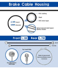 Diagram of Bike Brake Cable And Shift Derailleur Cable Kit With Housing For Front And Rear Bikes, showing 2.5m length, materials