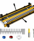 Thirty Inch Dovetail Jig For Woodworking Router Guide Joinery Template Cabinet Building Drawer with CNC machined parts and accessories.