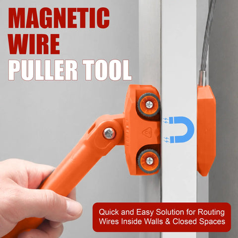 Pro Level Magnetic Wire Puller With Stainless Steel Leader And 180 Degree Pivot Grip For No Sweat Drywall Cable Fishing In Tight Wall Spaces Comes With Heavy Duty Storage Case