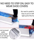 User demonstrating Automatic Lazy Shoe Cover Dispenser With 200 Disposable Overshoe Covers Battery Free Portable Cleanroom Protector ABS Shell