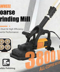 Four Head 3800W Concrete Floor Grinder Be A Real Workhorse With Extendable Rod displayed in a side view highlighting wheels and handle