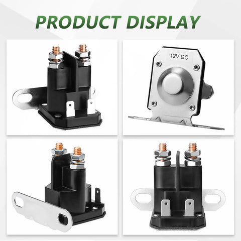 12V Starter Solenoid For Riding Lawn Mowers And Tractors Compatible With John Deere Cub Cadet MTD Troy Bilt Trombetta Replacement Relay 725 04439 725 04439B GY22476 AM138068 862 1211 211 16, black 12V DC relay with 1/4-inch studs