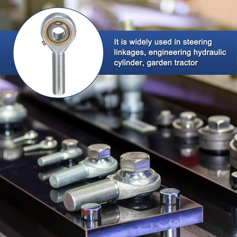 4 Pack POSB6 Rod End Bearing Set With Three Eighths Inch Bore And Right Hand Thread Twenty Four Per Inch Self Lubricating Steel Joint Rod Ends With Jam Nuts For Forging Machines And CNC Tools For Your Shop Floor, steel rod end bearing