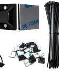Self Adhesive Cable Zip Tie Mounts Kit With 3M Strong Adhesive, 100 Mounts And 100 6 Inch Nylon Ties