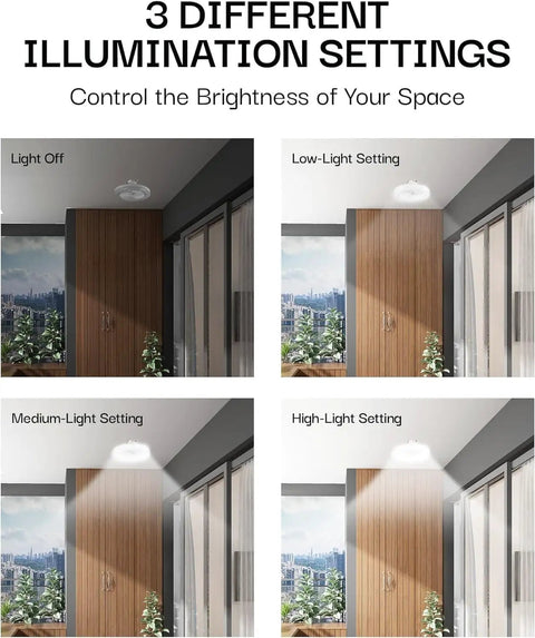 SocketAir Wireless Ceiling Fan Light With Remote Extender 110 To 120 Volts 2100 Lumens Three Fan Speeds Three Light Settings 6500K