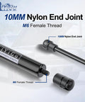 Heavy Duty Rear Hatch Strut Supports For Toyota Matrix Liftgate Straight Swap Drop In Compatible With 2003 Through 2008 Years, showing nylon end joint and M6 female thread.