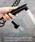 MXJIAYDNX Rain Shower System Black Shower Faucet Set Brass Shower Combo Set with handheld spray gun in use, strong water output.