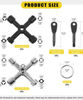 Thirteen Piece Utility Keys Kit For Plumbing And Home Use with 4-way service cross key, keychain screwdriver, and key ring size details.