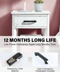 Smart Nightstand DIY Kit with black handle and fingerprint drawer lock, hidden gun safe furniture shown on white nightstand.