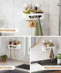 Powerful Suction Cup Shower Caddy With Removable Shelf Slick Install Bathroom Organizer Holds Up To 22 Lbs Waterproof