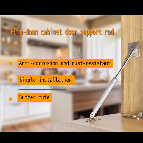 Heavy Duty 2 Pack 6 Inch Drop Down Gas Struts for Flip Down Doors, cabinet support rod installed on wooden door
