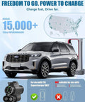 Premium Nacs To Ccs Electric Vehicle Adapter delivering up to five hundred amps shown with Ford SUV at Tesla Supercharger