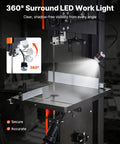 Heavy Duty Woodworking Bandsaw With 3 HP 2240W Motor 18 Inch Cutting Capacity showing 360 Degree LED Work Light