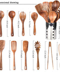 Must Have Go To Kitchen Utensil Set With Holder Natural Teak Wood Tools For Cooking Wooden Spatula Ladle Spoons Dimensions