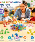 Totally Awesome Math Counting Bears And Bunnies Educational Counter Toy Set Features Two Hundred Forty Durable Plastic Animal Figures used by children for counting.