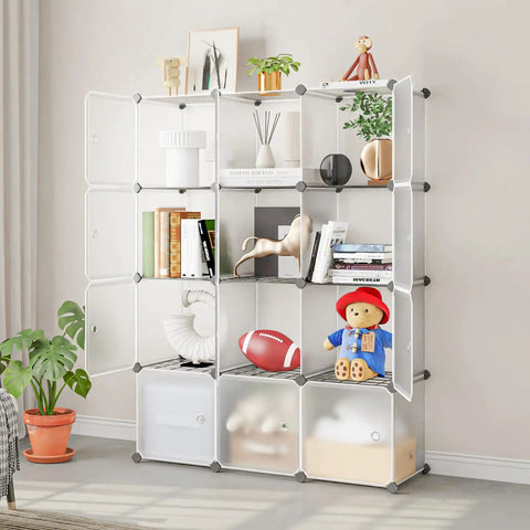 12 Cube Storage Organizer With Door And Metal Mesh Boss Level Capacity For Books Toys And Clothes White 14x14 Inch Ideal For Home Bedroom Office Bookroom Organization And Easy Access