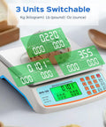 Pro Grade Commercial Food Scale 66Lb 30Kg With Stainless Steel Platter Price Computing Kg Lb Oz Conversion Deli And Produce Scale For Kitchen Or Market With 1G Division displaying weight.