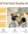 20X Full Twist Throttle Grip for ebikes and electric scooters, 12V-72V compatible, 3-pin waterproof connector, 22.2mm handlebar