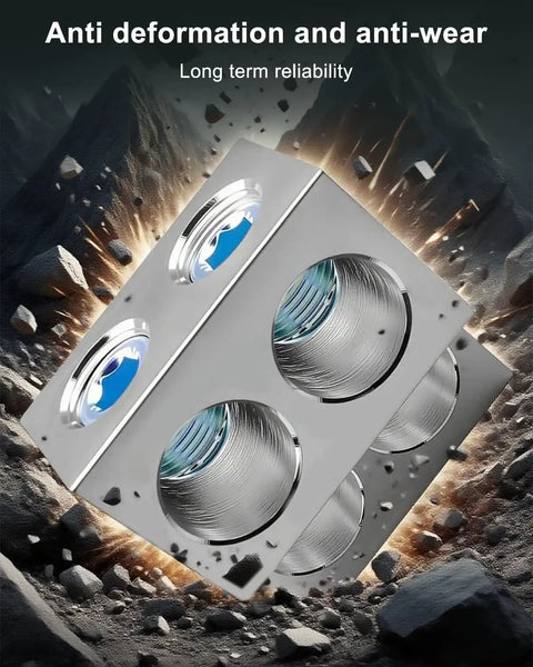 Mechanical Stacked Lug Terminal Block For Quick Secure Mounting In Electrical Panels Copper And Aluminum Compatible Supports 500 KCMIL And 600 MCM Wires 600T4 CU9AL Heavy Duty Fast Wiring Convenience, stacked metal lug block