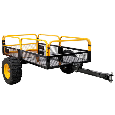 Tow Behind Dump Cart With 1000 Lb Load Capacity And Built-Tough Solid Steel Bed For ATV UTV Lawn Mower Tractor Yard And Farm Hauling