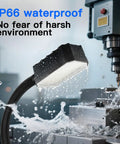 Insane Bright 20W Magnetic Work Light Packing 2000 Lumens, 20 Inch Flexible Gooseneck shown in wet environment with machine.