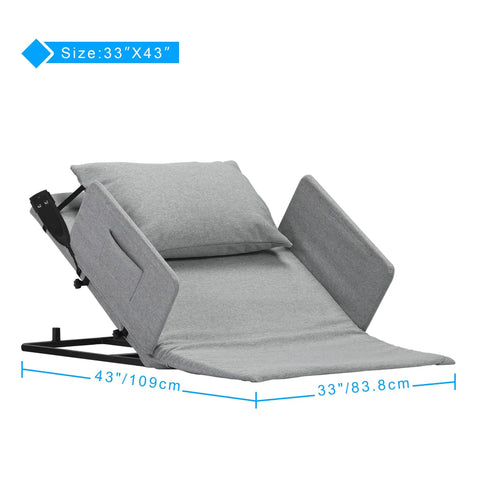 Electric Power Lifting Adjustable Bed Back Rest For Patient Back Support Helps Elderly Sit Upright On Firm Platform, grey fabric, 33" x 43".
