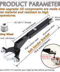 Heavy Duty Angle Grinder Belt Sander Attachment With 5/8 Inch 11 Thread Steel Aluminum Jaw Rig Built For Weld Prep Rust Off And Wood Sanding Comes Stacked With 20 Grit Belts components showing metal driving wheel and high-carbon steel bracket.