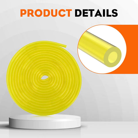 10 Feet Fuel Line Hose For Small Engines One Quarter Inch Inside Diameter To Three Eighths Inch Outside Diameter Includes Ten Hose Clamps Ideal For Lawn Mowers Chainsaws String Trimmers Tillers Generators Blowers Gas Line Replacement yellow coiled