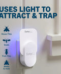 Heavy Duty Plug In Insect Trap For Indoors Badass Fruit Fly Gnat Moth Eraser With Uv Led Lighting mounted on wall.