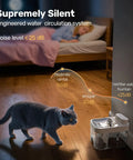 Cat approaching Cat Water Fountain Wireless Automatic Pet Water Dispenser With 101oz Large Capacity For Indoor Cats at night