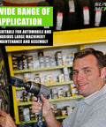 Man using 1/2-Inch Drive Deep 6-Point Impact Socket Set, 8-Piece SAE Spindle Axle Nut Kit on a car wheel