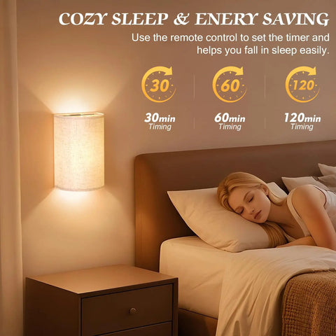 Cozy bedroom featuring Wireless Rechargeable Wall Sconces Set Of Two Featuring 16 RGB hues and three warm tones.