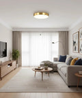 Living room with Gold Brushed 9 Inch Flush Mount LED Ceiling Light With Dope Adjustable Color Temperature