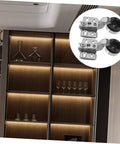 Soft Close Cabinet Hinges For Frameless Kitchen Doors With Hydraulic Damping Quiet Operation Two Piece Set For Full Overlay Cabinets by ABOOFAN displayed near wooden cabinet