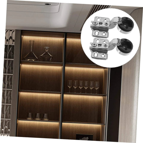 Soft Close Cabinet Hinges For Frameless Kitchen Doors With Hydraulic Damping Quiet Operation Two Piece Set For Full Overlay Cabinets by ABOOFAN displayed near wooden cabinet