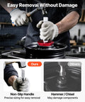 Bearing Press Kit 43 Pcs Bearing Race And Seal Driver Set in use, showing precise removal of bearing race with non-slip handle tool.