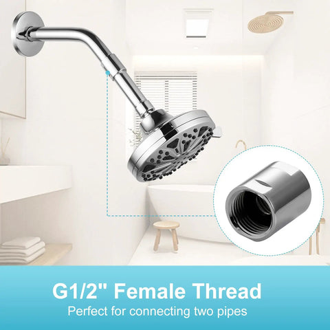 Brass Shower Pipe Fitting Converter Adapter G1/2 Female to G1/2 Female Shower Coupling Chrome Finish for DIY Shower Arms and Heads in Home Bathrooms and RV Setups, G1/2 female thread