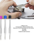 Pro Grade Watch Movement Screwdriver Set for 3235 movements, lightweight stainless steel tools in use for rotor adjustments