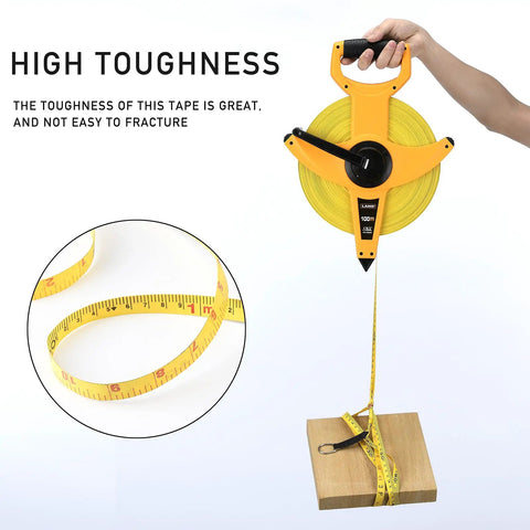 Heavy Duty Fiberglass Tape Measure 330 Feet 100 Meters Open Reel Built Tough With One Half Inch Wide Blade Dual Inch And Metric Scale